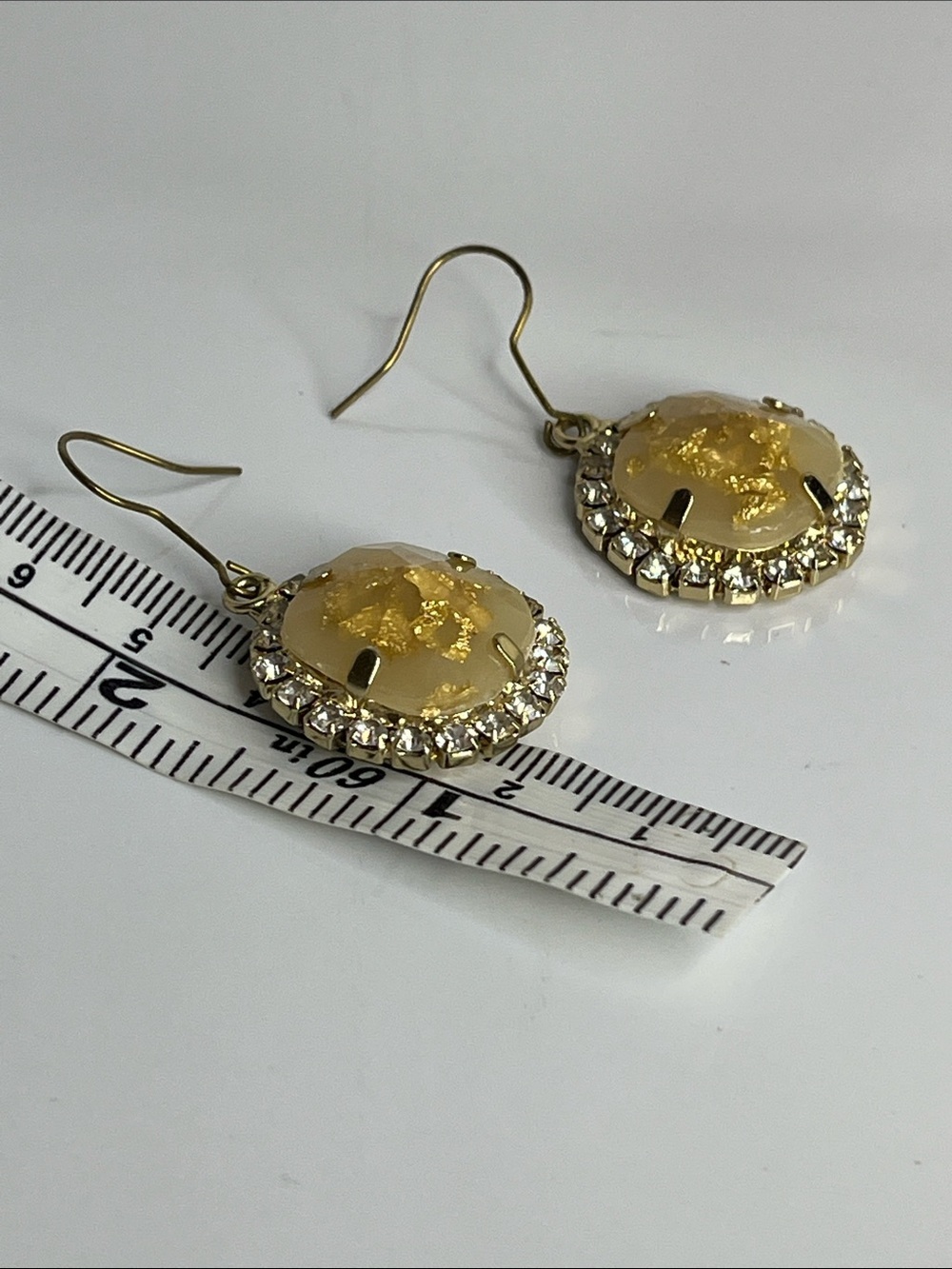 Yellow Crystal-Trim Drop Earrings — Gold-Tone Accent - Picture 4 of 5